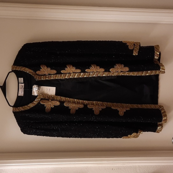 NWT, Vintage Laurence Kazar Black and Gold Hand Beaded Jacket - Picture 6 of 17